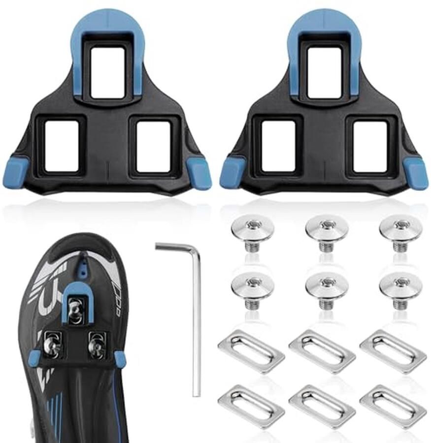 Fietsschoenen Cleats Set Racefiets Schoen Plaatjes Indoor Cycling Antislip Oppervlak 3 Bouten Blauw