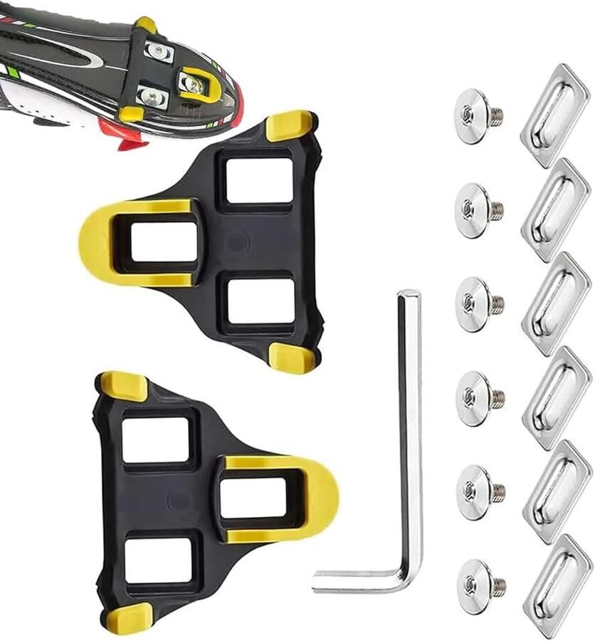 Fietsschoenen Cleats voor Shimano-pedalen wordt geleverd met 6 schroeven + 1 sleutel + 6 ijzeren stukken vouwpedalen pedaalplaten fietsaccessoireset met Shimano SPD-SL-pedalen SM-SH10