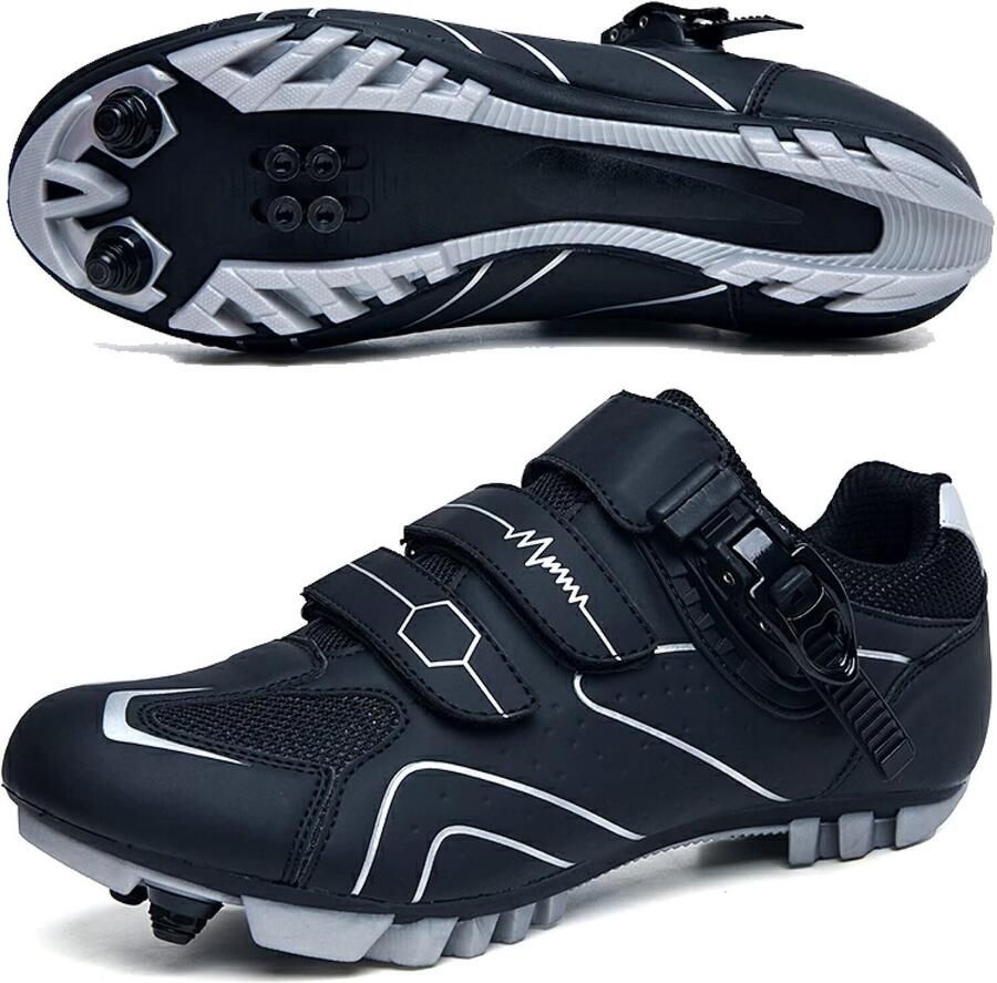 Fietsschoenen MTB Sneakers Sport Fietsen Dubbele Roterende Gesp Zwart