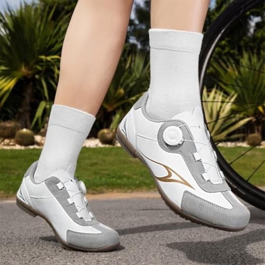 Fietsschoenen met rubberen zool Geschikt voor en Grijs
