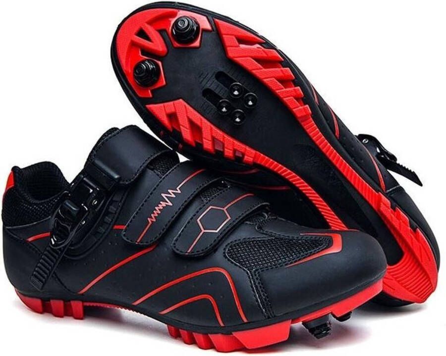 Fietsschoenen MTB Schoenen Wielrenschoenen Klikschoenen Kleur Rood Mountainbike Racefiets