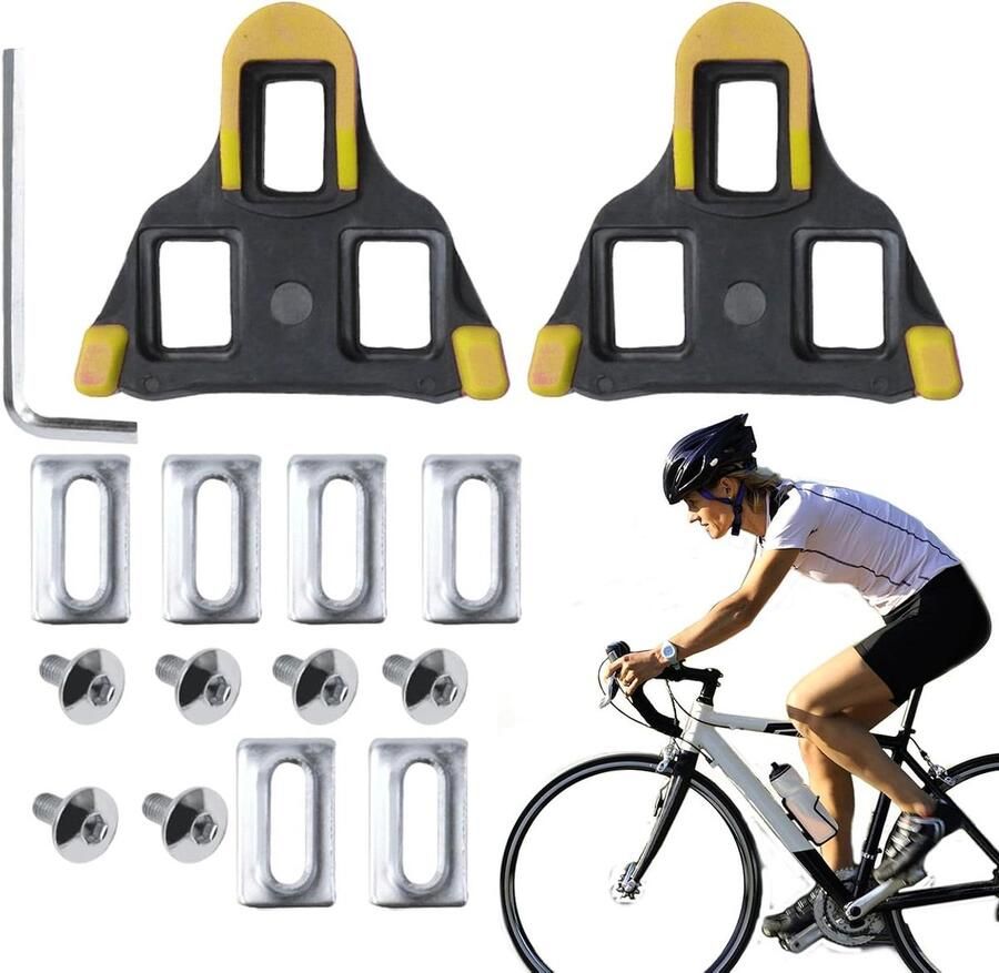 Fietsschoenplaatjes Wielerklem Fietsen Zelfvergrendelend 2 stuks Geel