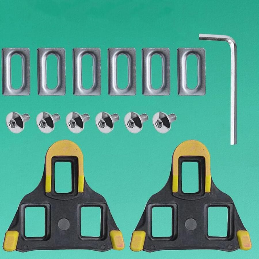 Fietsschoenplaatjes Fietspedalen Clips Stabiliteit Kracht Zelfrem de Functie 2 Stuks Geel