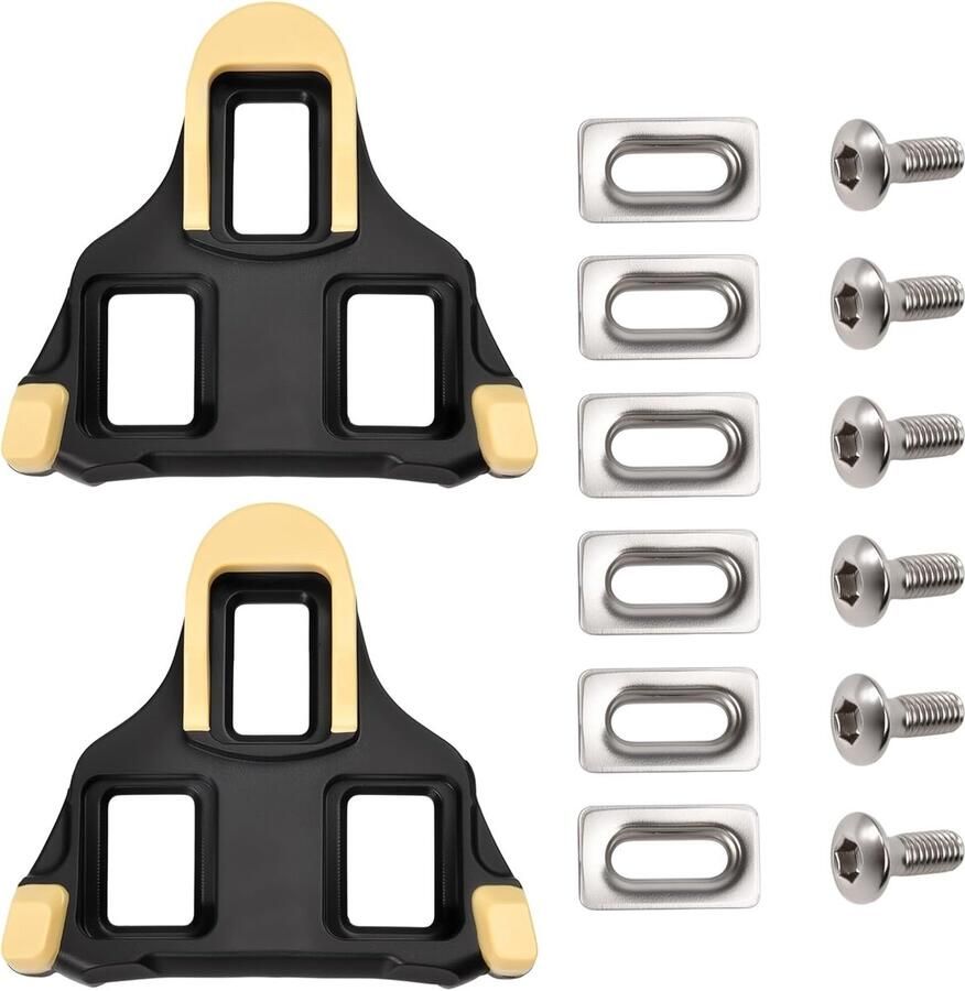Fietsschoenplaatjes Kit Vergrendelstukken Racefiets Gebruik Hoge Hardheid Nylon Inclusief 6 Ringen Zwart