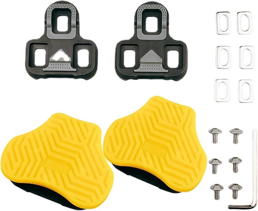 Fietsschoenplaatjes Racefiets Clips Verbeter Trapefficiëntie Verstelbare Montage 3-Gaats Geel