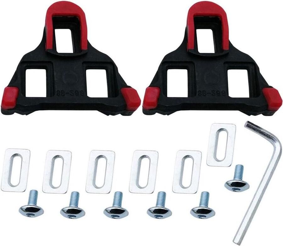 Fietsschoenplaatjes Racefiets plaatjes Comfortabel fietsen 6 graden float Set van 2 Rood