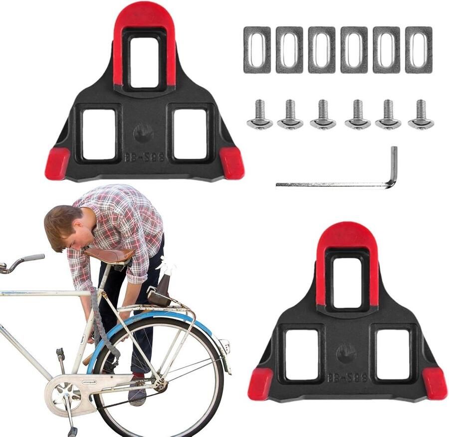 Fietsschoenplaatjes Raceplaatjes Schoenplaatjes Comfortabel Fietsen Verstelbare Montage 6 graden Zwart Geel
