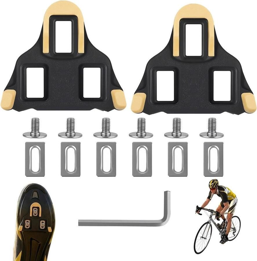 Fietsschoenplaatjes Cleats Schoenplaatjes Efficiënt Fietsen Verstelbaar Antislip Ontwerp 8 x Zwart Geel
