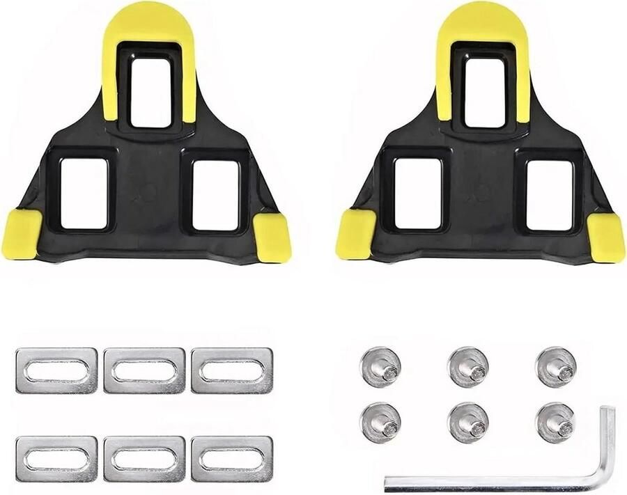 Fietsschoenplaatjes Set Cleat Adapters Racefiets Vergrendeling 6 Graden Float 1 Paar Geel