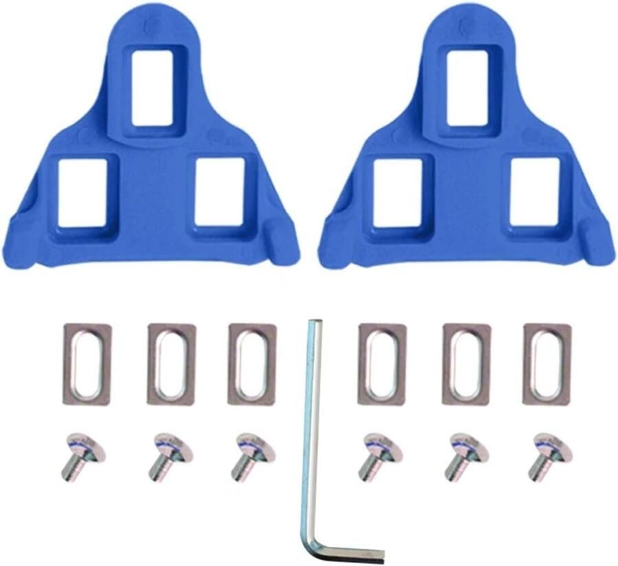 Fietsschoenplaatjes Set Pedaal Adapters Fietsen Verbeteren Verstelbaar Ontwerp Complete Set Blauw