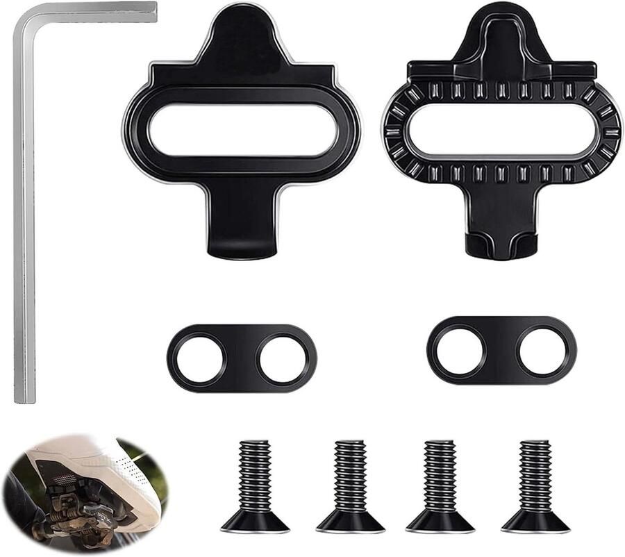 Fietsschoenplaatjes Set Schoenplaatjes SPD Fietsen Universele Compatibiliteit One Size Zwart