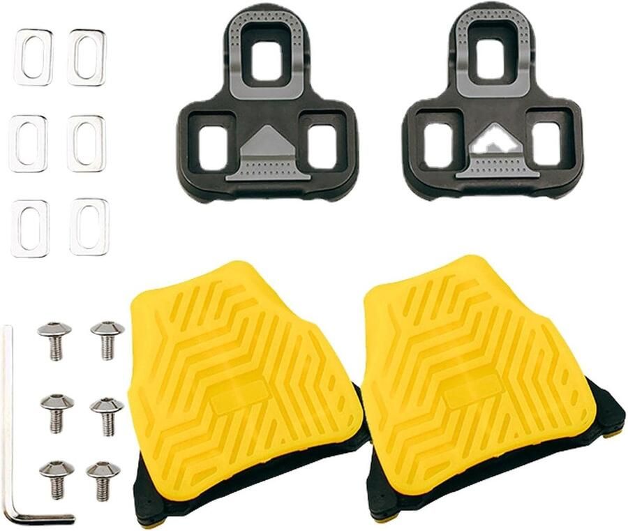 Fietsschoenplaatjes Set Vervangende Plaatjes Racefietsen Verstelbare Montage 71 x 76 x 15mm Geel