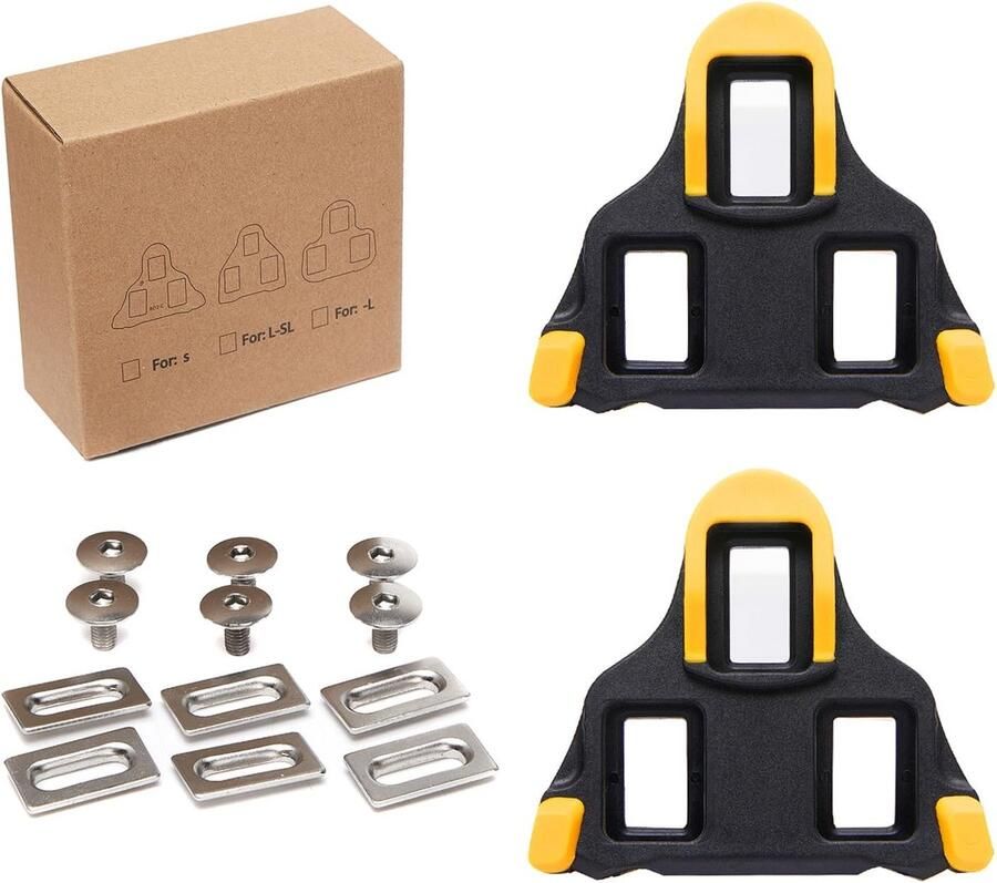 Fietsschoenplaatjes SPD-SL Compatibel Indoor Fietsen Zes Graden Drijver 14.7 x Zwart Geel