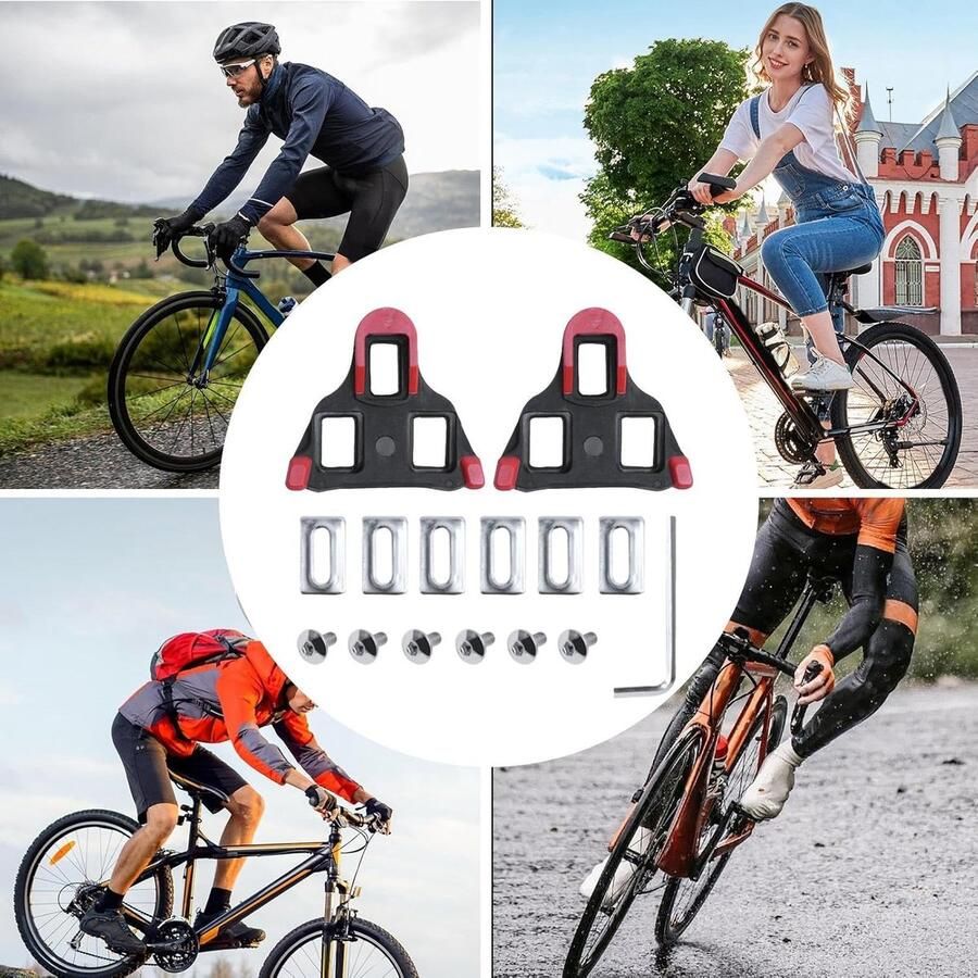 Fietsschoenplaatjes Vergrendelende Plaatjes Indoor Fietsen Efficiënte Energieoverdracht 7.09 x 3.54 inch Rood