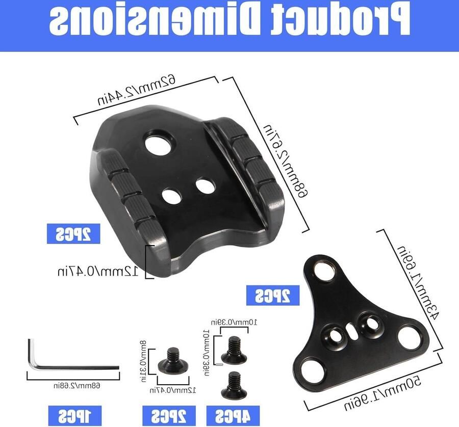 Fietsschoenplaatset Adapter noppen Fietsen converteren 3-gaats naar MTB Zwart