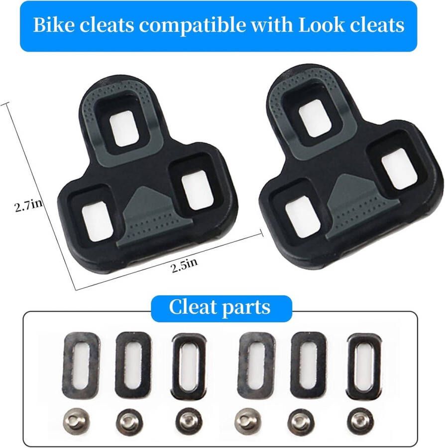 Fietsschoenplaten compatibel met Look Geschikt voor binnen- en buitenfietsen Racefiets schoenplaten voor en Klik- en fietsschoen 45 graden draai Indoor outdoor fietsen Fietsaccessoires
