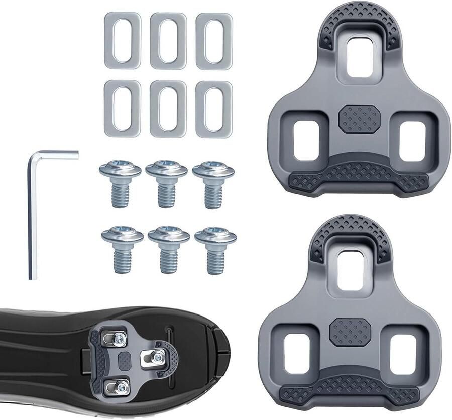 Fietsschoenplaten Kompact met Look Keo Racefietsen 3-Gats Schoenplaten 45 Graden Grijs
