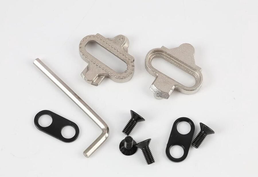 Fietsschoenplaten Set SPD Cleats Fietsen Onderdelen Brede Compatibiliteit 2-gaats Zwart Zilver