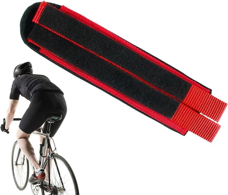 Fietsvoetriem Pedaalrie Fietsschoenen Veilig Fietsen Antislip Klittenband Universele Pasvorm Rood