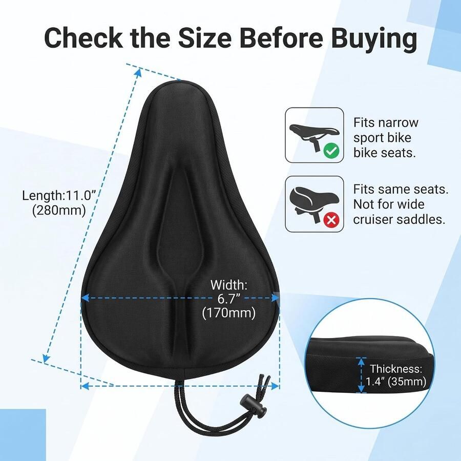 Fietszadelkussen comfortabele zadelhoes met siliconen bekleding antislip fietszadelbescherming voor MTB racefiets en hometrainer comfortabele fietszadelaccessoires