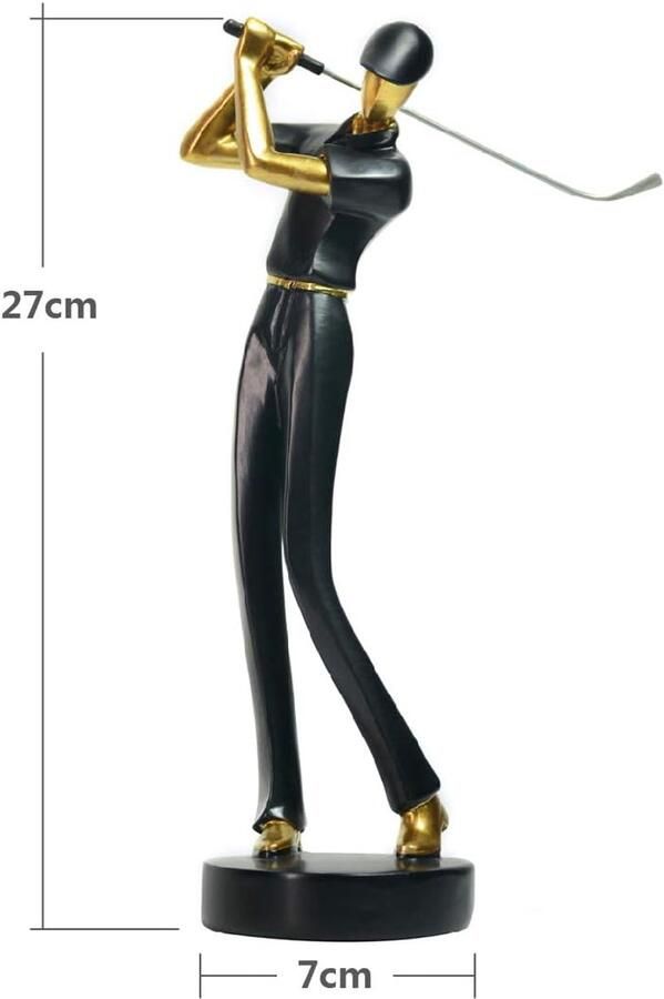 Figuur Decoratie Golf Sculpture Modern Standbeeld Kunst Golfspeler Voor Huis Cedeau Giftbox Polyresin Zwart H