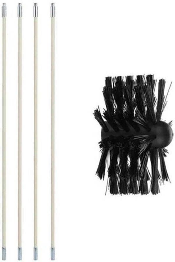 Fireplace Brush Cleaning Kit for Plastic Chimney Tubes (4 Sticks + 1 Cup)