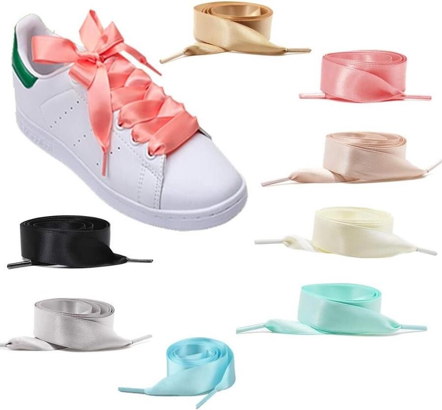 Flat Satin Veters Breed voor Dames en Meisjes Lang Ideaal voor Sportschoenen Hardloopschoenen en Buitenschoenen in 8 Kleuren