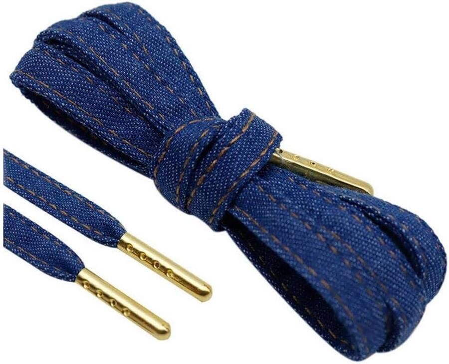 Flat Shoelaces Denim Fabric Laces Shoes Laces For Boots Shoes Replace t Accessories Dark Blue