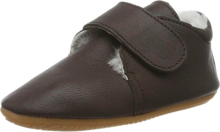 Flexibele Babyslofjes Jongens Leer met Warme Voering en Klittenbandsluiting