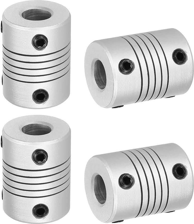 Flexibele koppelingen van 5 mm tot 8 mm van aluminiumlegering flexibele askoppelingen voor 3D-printer CN machine motorgeleiding D25 x 19 mm 4 stuks