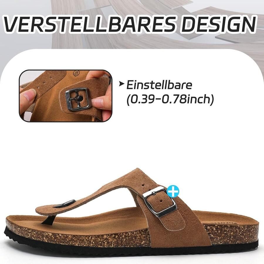 Sandaal met teenseparator 38 EU diep khaki verstelbare banden optimaal comfort ShopVlot