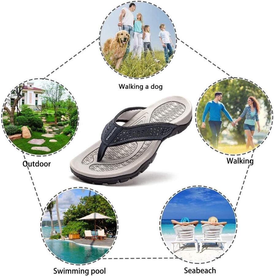 Flip-Flops heren 44 EU diepblauw ondersteunende zool antislip strandslippers ShopVlot