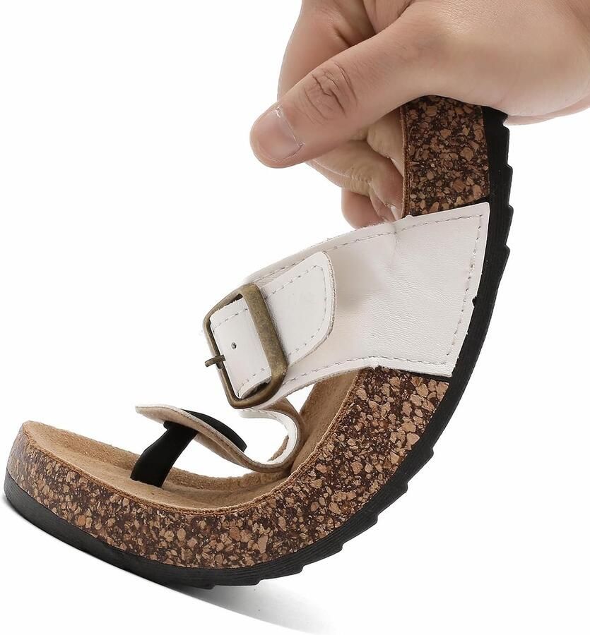 Flip Flops Unisex Volwassenen 46 EU Kork Voetbed Lichtgewicht Leer Comfortabele Sandalen ShopVlot