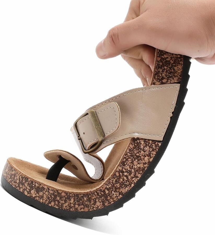 Flip Flops Unisex 46 EU Korken Voetbed Lichtgewicht Leer Ideaal voor Zomer ShopVlot