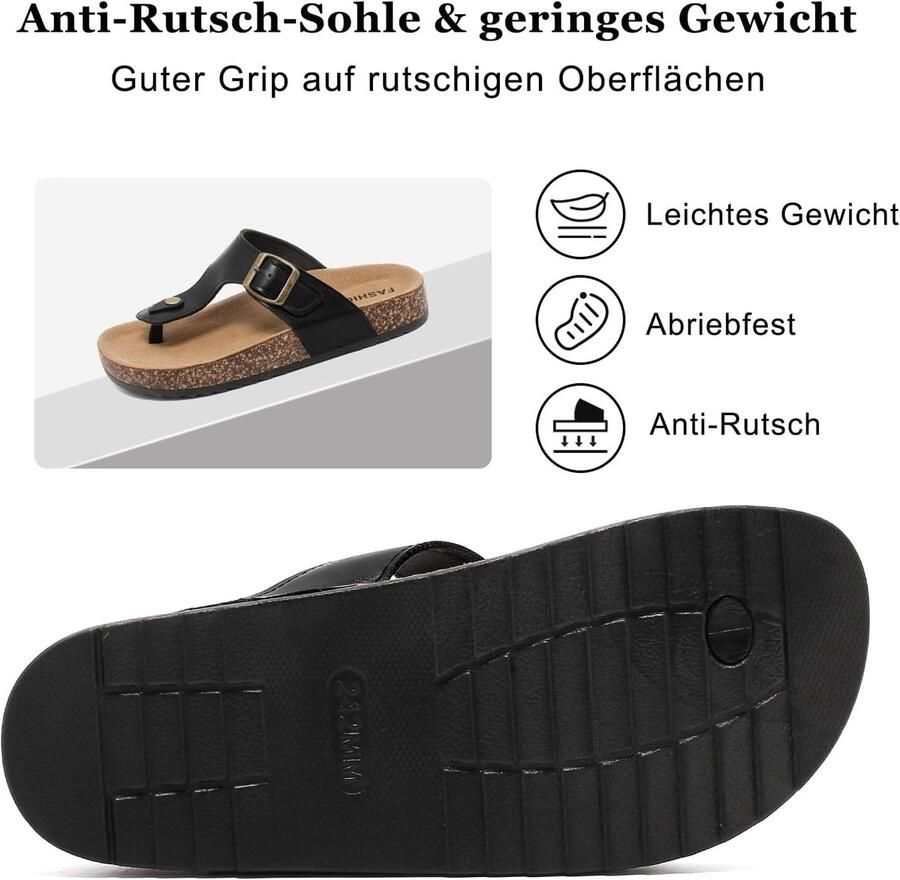 Flip Flops Unisex 46 EU Korken Voetbed Lichtgewicht Leer Comfortabele Zomersandalen ShopVlot