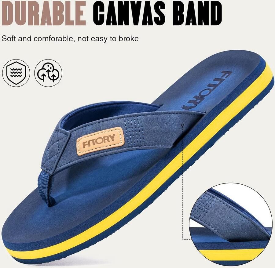 Flip-Flops voor heren 44 EU blauw geel comfortabel ideaal voor strand en zwembad SnelShoppen