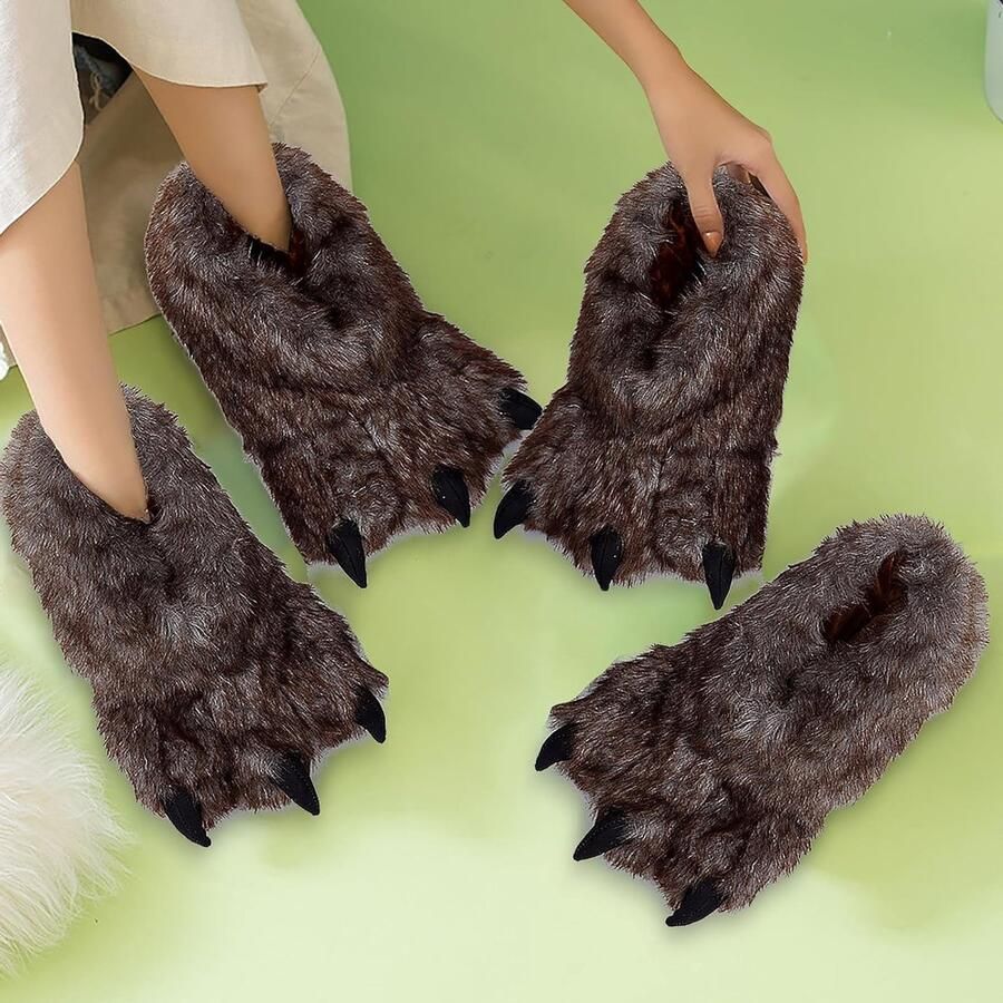 Fluffy Dierenpoot Slippers voor Cosplay Warme en Comfortabele Slippers met Antislip Zool en Beren- of Dinosaurusdesign