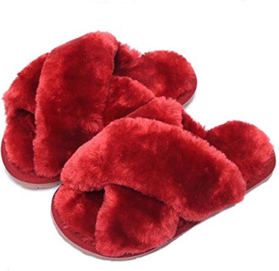 Fluffy Plush Slippers voor Dames Warme Slippers voor de Winter