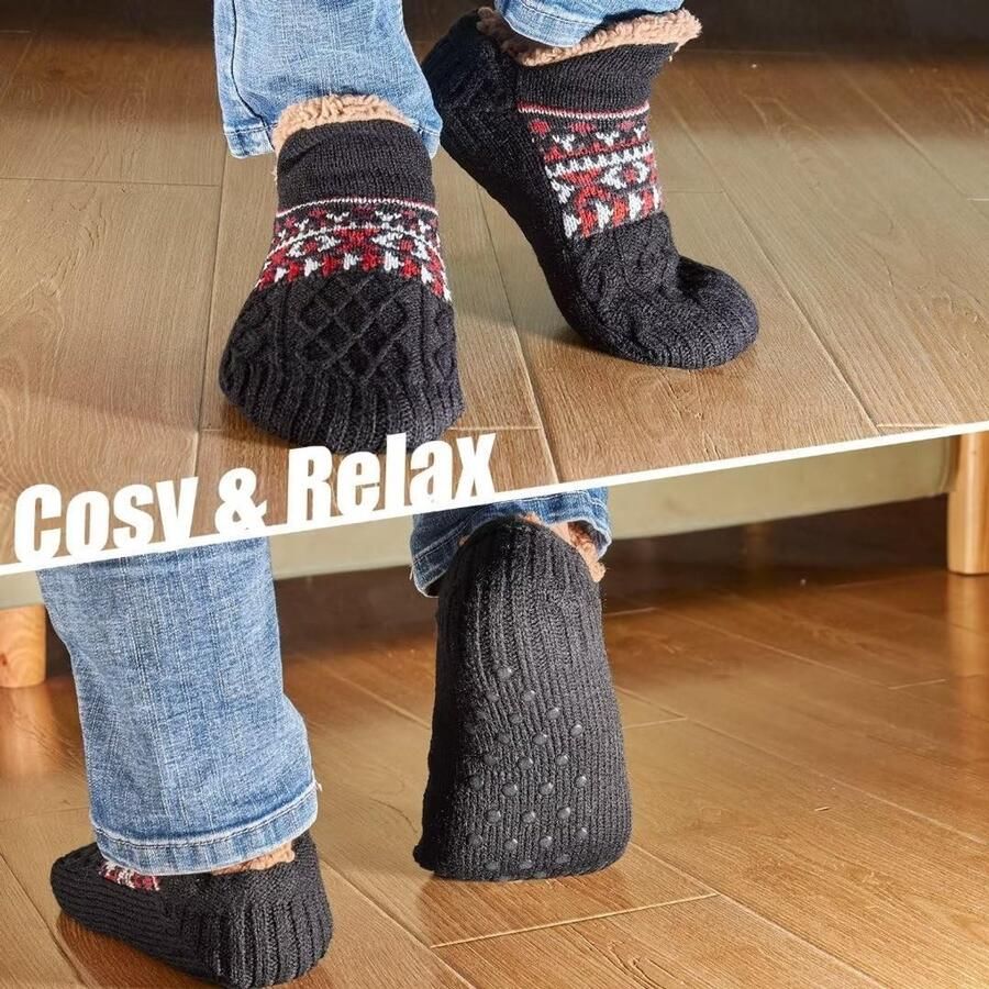 Fluffy Slipper Socks voor en Antislip Sokken met Fleece Voering Warm en Comfortabel voor Thuisgebruik