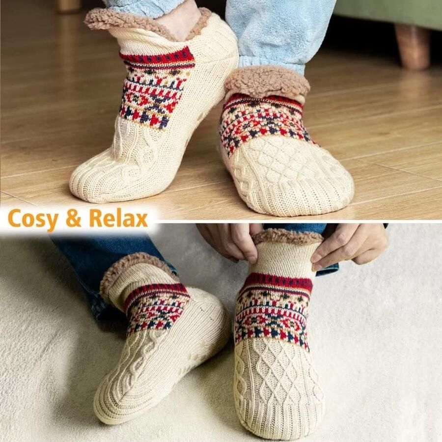 Fluffy Slipper Socks voor en met Antislip Warme Fleece Voering en Comfortabele Grip