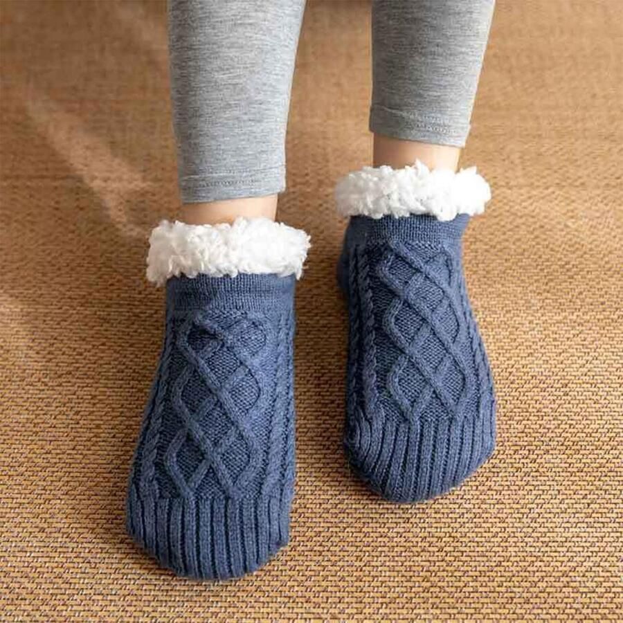 Fluffy Slippers voor Dames Zachte en Comfortabele Sokken voor Thuis EU Blauw
