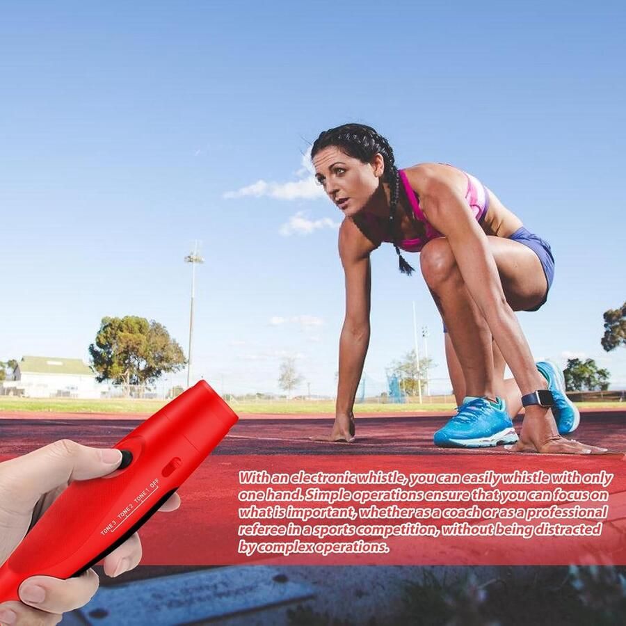 Fluit: Professionele scheidsrechter fluitje met 3 tonen handfluitje draagbaar noodfluitje instelbare trilfluit bediening met één hand trainingsfluitje (rood)