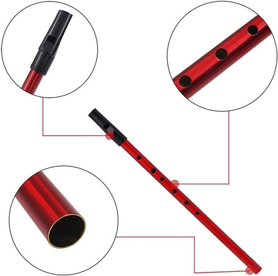 Fluitje Iers Fluitje D Multi-color Koper Traditionele Tin Fluitje D Key Blaasinstrument met Opbergtas Rood