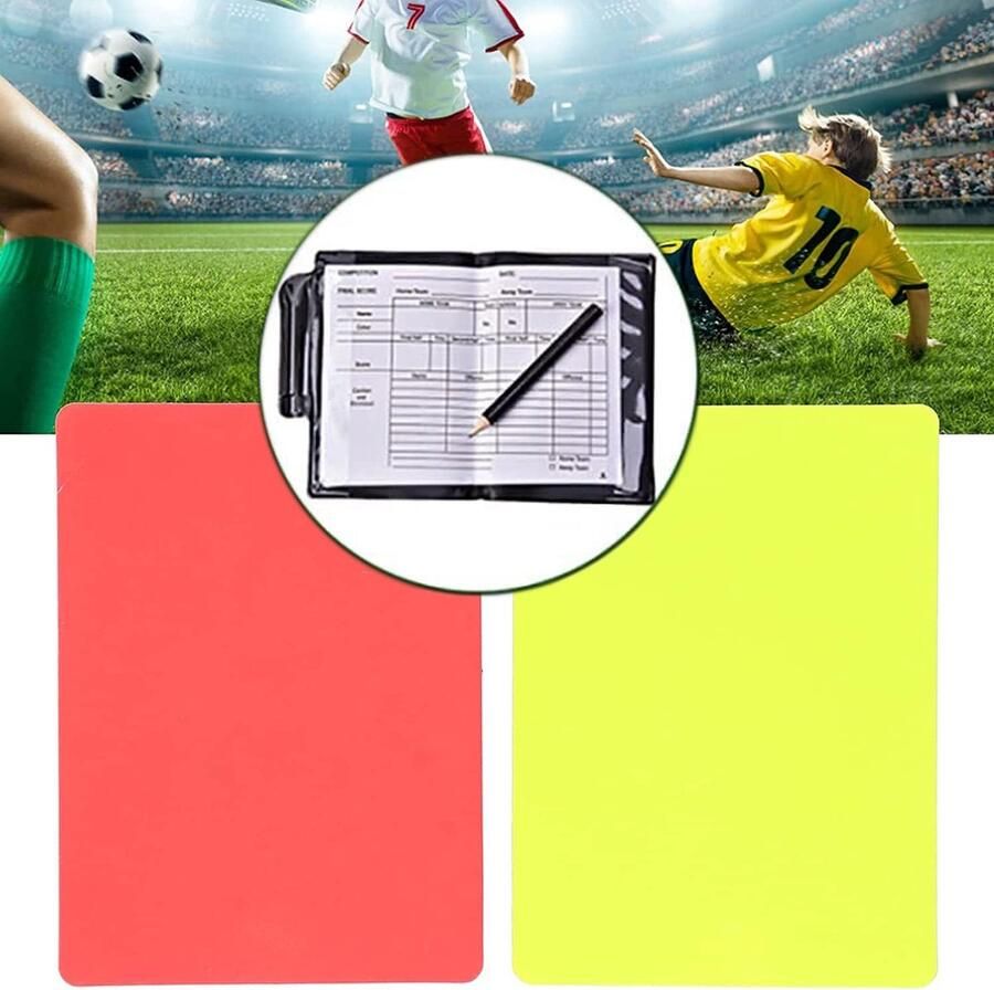 Fluitje scheidsrechterkaarten rood en geel scheidsrechterkaarten
