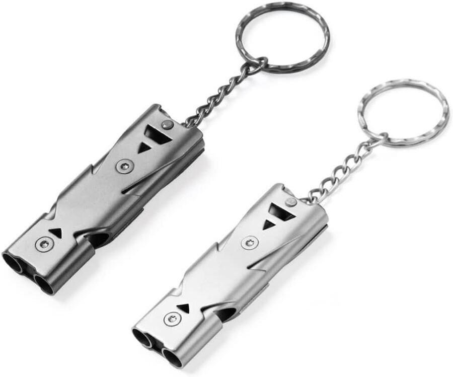 Fluitjes 150 dB roestvrij stalen fluitje met hoge decibel en sleutelhanger bergsurvival noodsport outdoor kamperen vissen wandelen en jagen