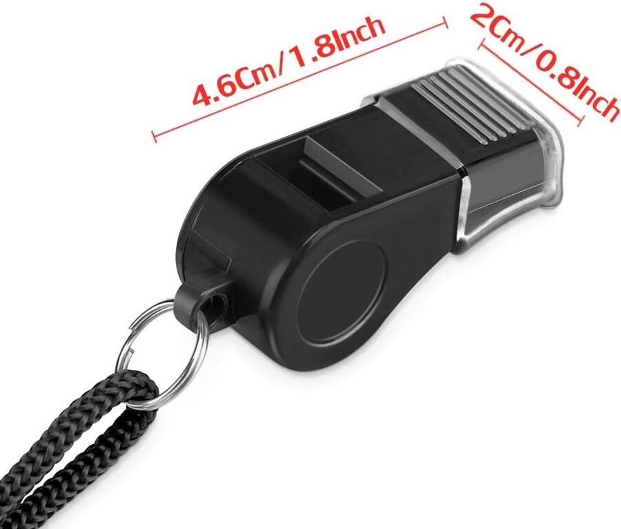 Fluitjes met lanyard & mondgreep luid knapperig geluid zwart plastic fluitjes ideaal voor coaches scheidsrechters en ambtenaren