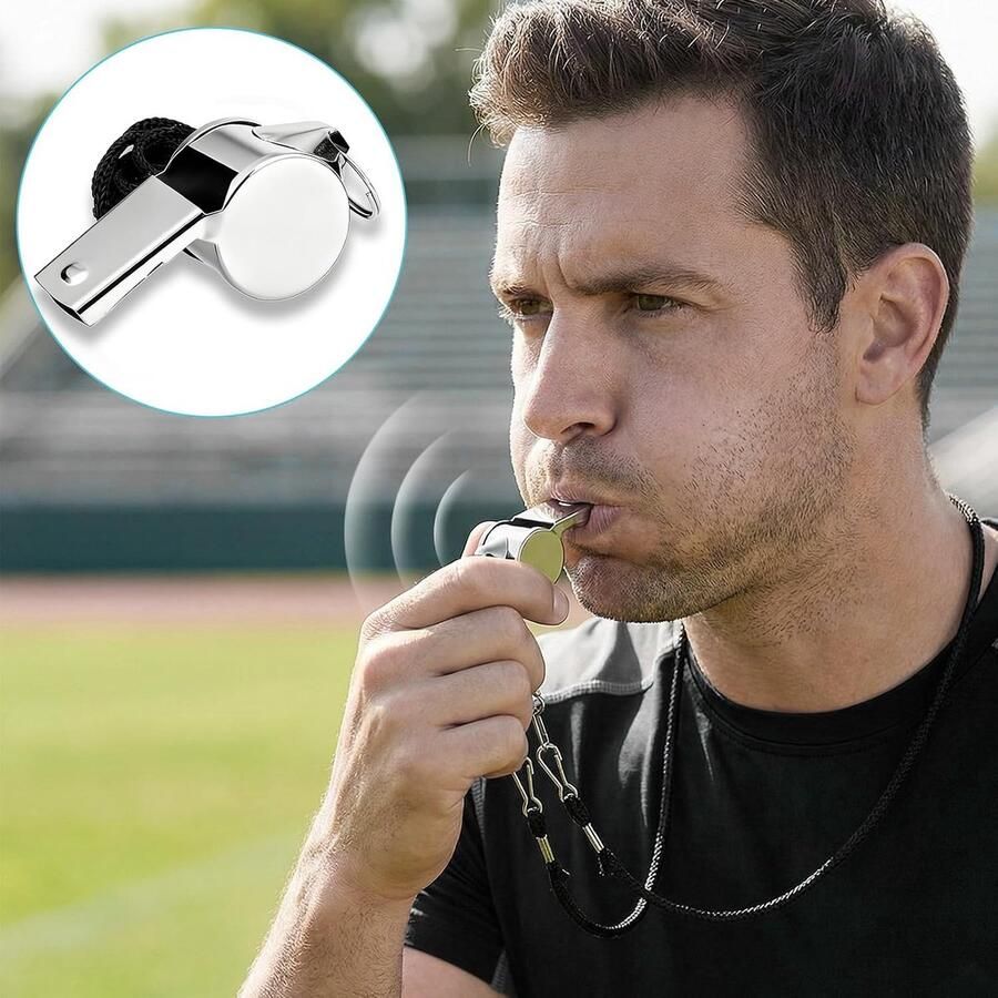 Fluitjes met sleutelkoord luid helder geluid fluitjes voor scheidsrechters coaches strandwachten voetbal basketbal zilver