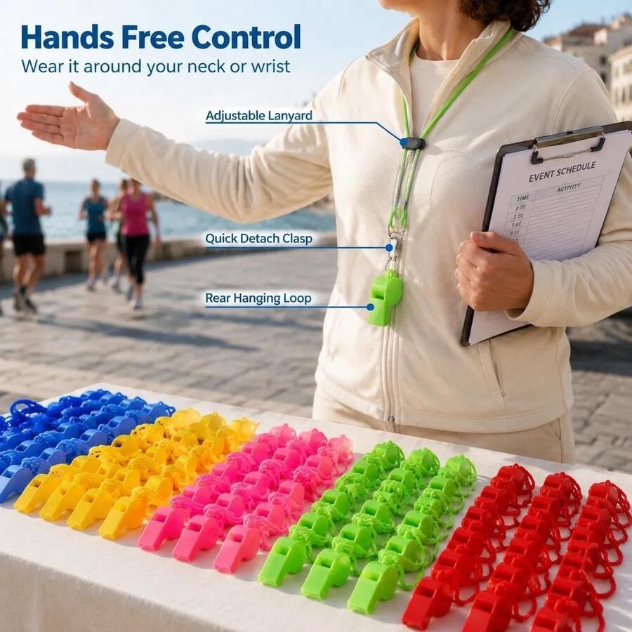 Fluitjes scheidsrechtersfluitje sportfluitjes met omhangband Geschikt voor trainers scheidsrechters leraren (5 kleuren)