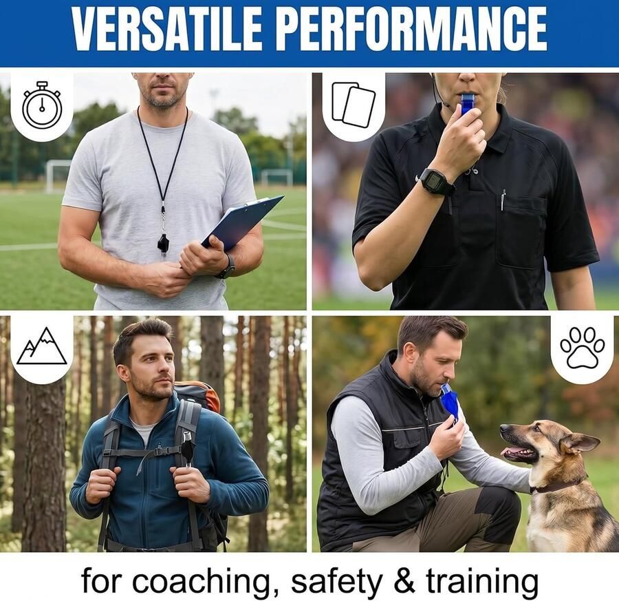 Fluitjes van kunststof met 2 sleutelkoord 3 tanden fluitbescherming fluitje voor voetbal school training noodgevallen survival