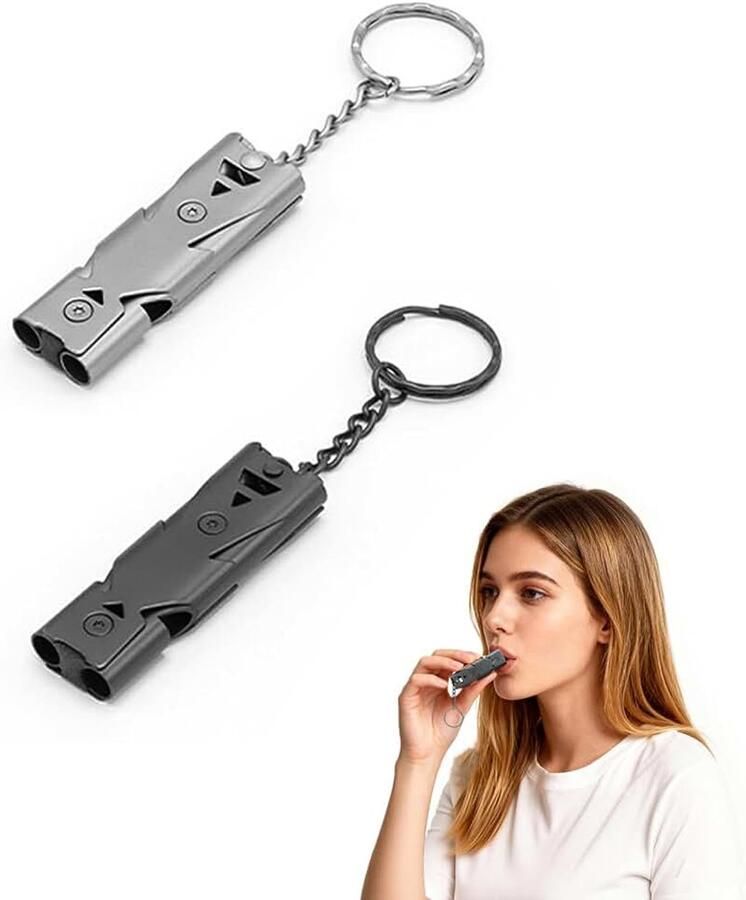 Fluitjes van roestvrij staal luid signaalfluitje met sleutelhanger weerbestendig reddingsfluitje voor kamperen wandelen outdoor hondentraining en noodgevallen